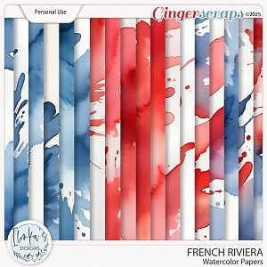 French Riviera Watercolor Papers by Ilonka's Designs 