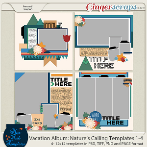 Vacation Album: Nature's Calling Templates 1-4 by Miss Fish