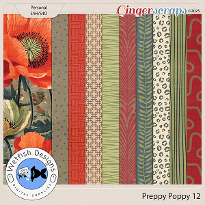 Preppy Poppy 12 Paper Pack by Wetfish Designs 