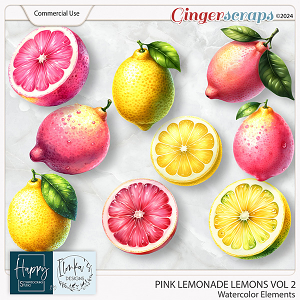 CU Pink Lemonade Watercolor Lemons Vol 2 by Happy Scrapbooking Studio