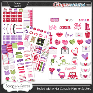 Sealed With A Kiss Print and Cut Planner Stickers by Scraps N Pieces