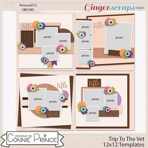 Trip To The Vet -  12x12 Templates (CU Ok) by Connie Prince