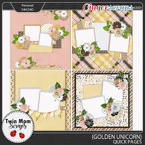 Golden Unicorn - QUICK PAGES by Twin Mom Scraps