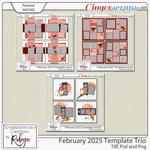 February 2025 Template Trio by Scrapbookcrazy Creations