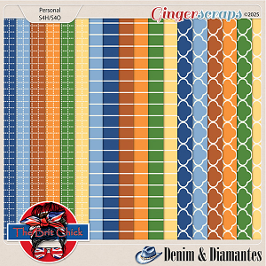 Denim & Diamantes Patterned Papers By The Brit Chick