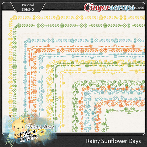 Rainy Sunflower Days Page Borders
