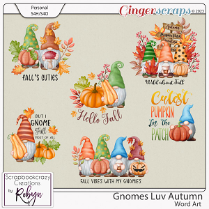 Gnomes Luv Autumn Word Art by Scrapbookcrazy Creations