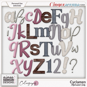 Cyclamen Alphabet Sets by Aimee Harrison Cyclamen Alphabet Sets by Aimee Harrison