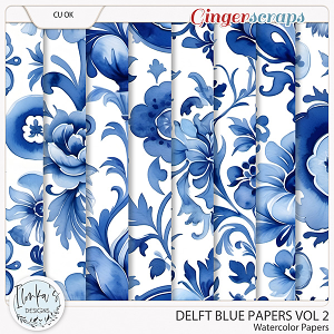 CU Watercolor Delft Blue Papers Vol 2 by Ilonka's Designs