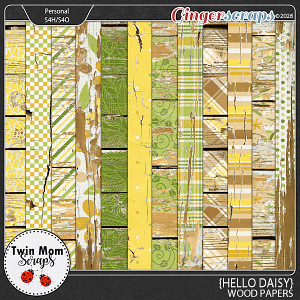 Hello Daisy - WOOD PAPERS by Twin Mom Scraps