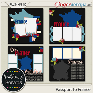 Passport to France TEMPLATES by Heather Z Scraps