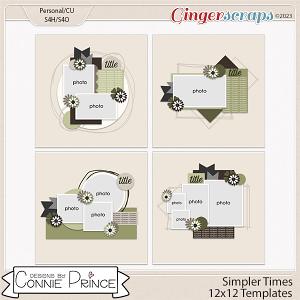 Simpler Times - 12x12 Templates by Connie Prince