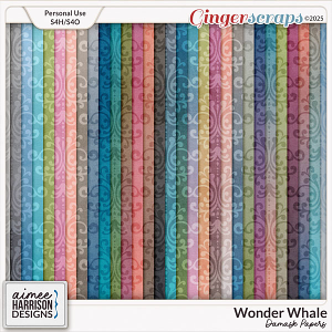 Wonder Whale Damask Papers by Aimee Harrison