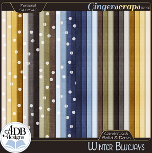 Winter Bluejays Cardstock Solid & Dotted Papers by ADB Designs