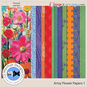 Artsy Flower Papers 1 by Wetfish Designs