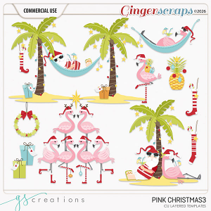Pink Christmas 3 Layered Templates (CU) by GS Creations