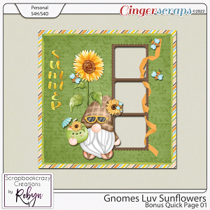 Gnomes Luv Sunflowers Bonus Quick Page 01 by Scrapbookcrazy Creations