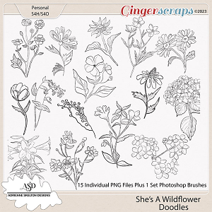 She's A Wildflower Doodles - By Adrienne Skelton Design  