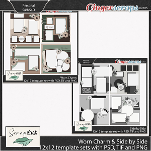 Worn Charm and Side by Side Template Sets by ScrapChat Designs