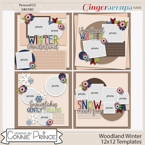 Woodland Winter -  12x12 Templates (CU Ok) by Connie Prince