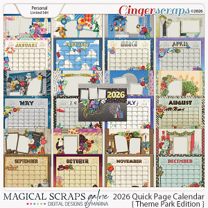 2026 Calendar Quick Pages (Theme Park Edition)