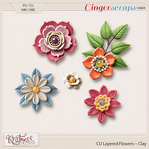 CU Layered Flowers ~ Clay