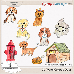  CU Water Colored Dogs -By Adrienne Skelton Designs 