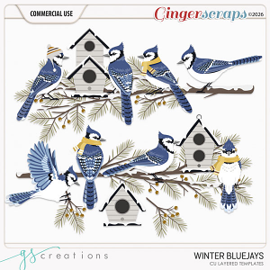 Winter Bluejays Layered Templates (CU) by GS Creations