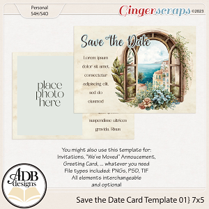 7" by 5" Save the Date Postcard Template 01 by ADB Designs
