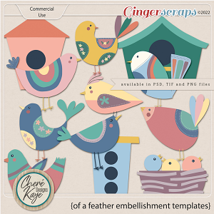 Of A Feather Embellishment Templates by Chere Kaye Designs
