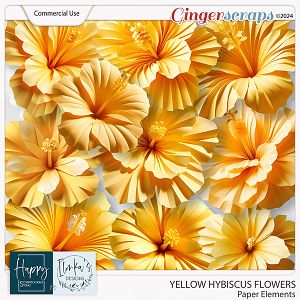 CU Yellow Paper Hibiscus Flowers by Happy Scrapbooking Studio
