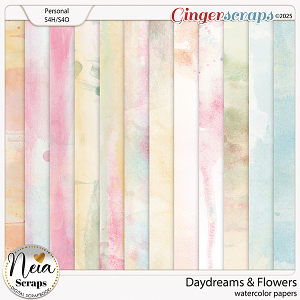 Daydreams & Flowers - Watercolor Papers - by Neia Scraps