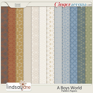 A Boys World Pattern Papers by Lindsay Jane