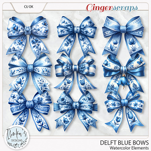 CU Watercolor Delft Blue Bows by Ilonka's Designs