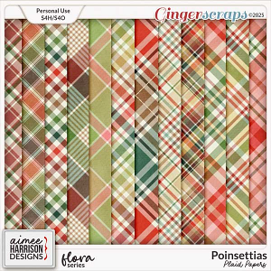 Poinsettias Plaid Papers by Aimee Harrison