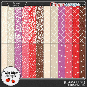 Llama Love - EXTRA PAPERS by Twin Mom Scraps