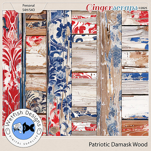  Patriotic Damask Wood Papers 1 by Wetfish Designs  