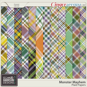 Monster Mayhem Plaid Papers by Aimee Harrison