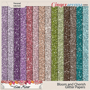 Bloom and Cherish Glitter Papers from Designs by Lisa Minor