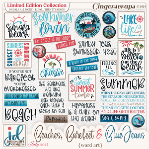 Beaches, Bare Feet & Blue Jeans {Word Art}