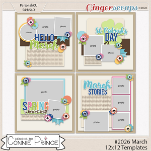 #2026 March -  12x12 Templates (CU Ok) by Connie Prince