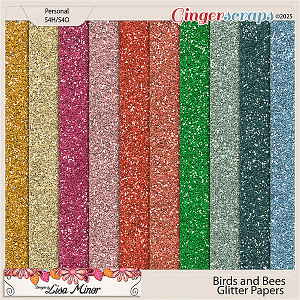 Birds and Bees Glitter Papers from Designs by Lisa Minor