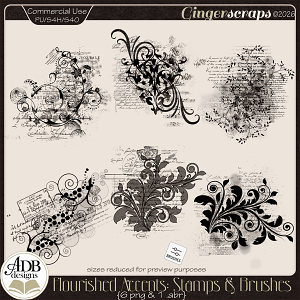 Flourished Accents Stamps & Brushes by ADB Designs