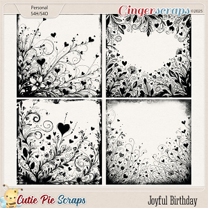 Joyful Birthday Fancy Hearts Page Borders
