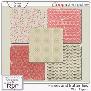 Fairies and Butterflies Worn Papers by Scrapbookcrazy Creations