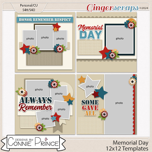 Memorial Day - 12x12 Templates by Connie Prince