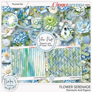 Flower Serenade Elements And Papers by Ilonka's Designs