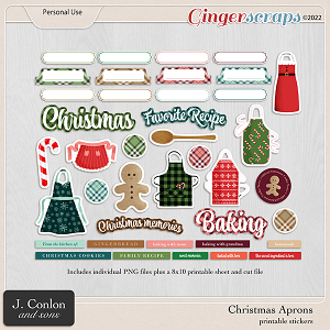 Christmas Aprons Stickers by J. Conlon and Sons