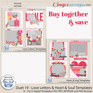 Duet 19 - Love Letters & Heart & Soul Templates by Miss Fish