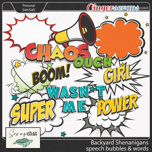 Backyard Shenanigans Speech Bubbles and Words by ScrapChat Designs